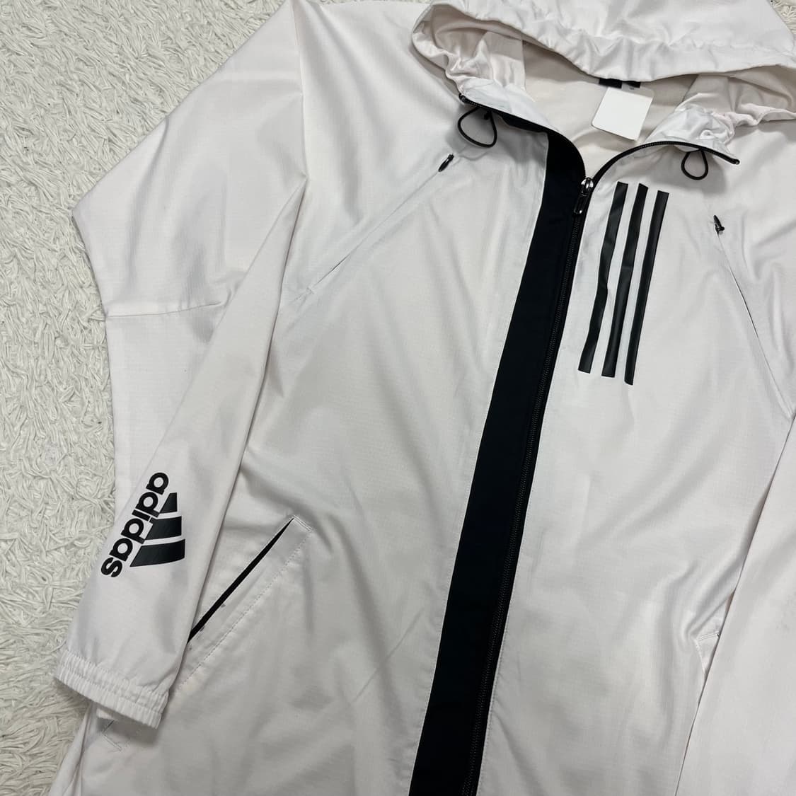 Adidas white running two-way windbreaker 상품이미지5