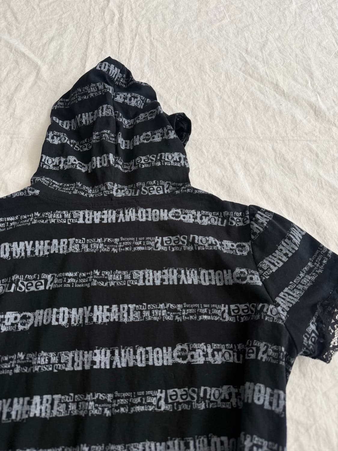 갸루펑크 단가라 반팔 후드집업 상품이미지6