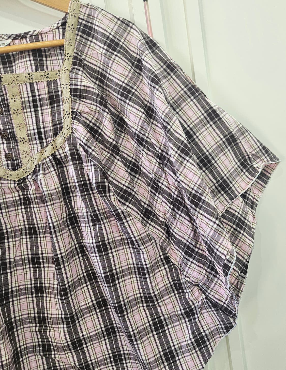 딸기초코 체크 판쵸블라우스 상품이미지6