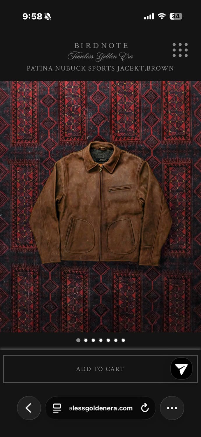 버드노트 누벅 파티나 스포츠 레더자켓, 브라운 44 상품이미지1