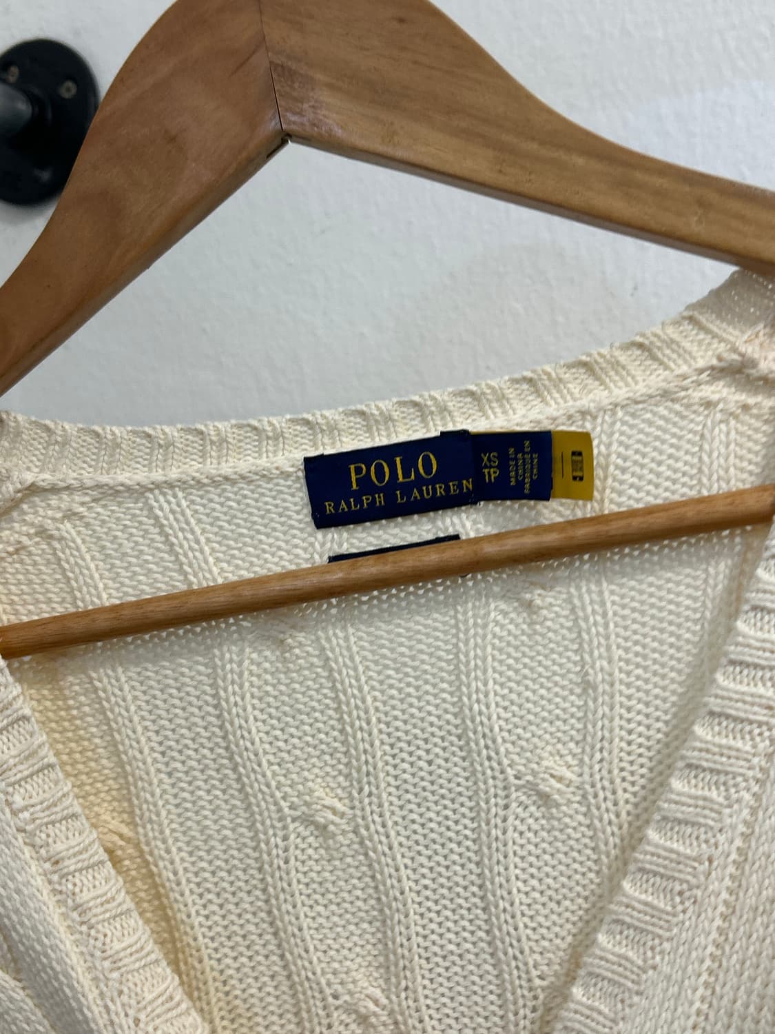 폴로 랄프로렌 케이블 스웨터 브이넥 아이보리 상품이미지5