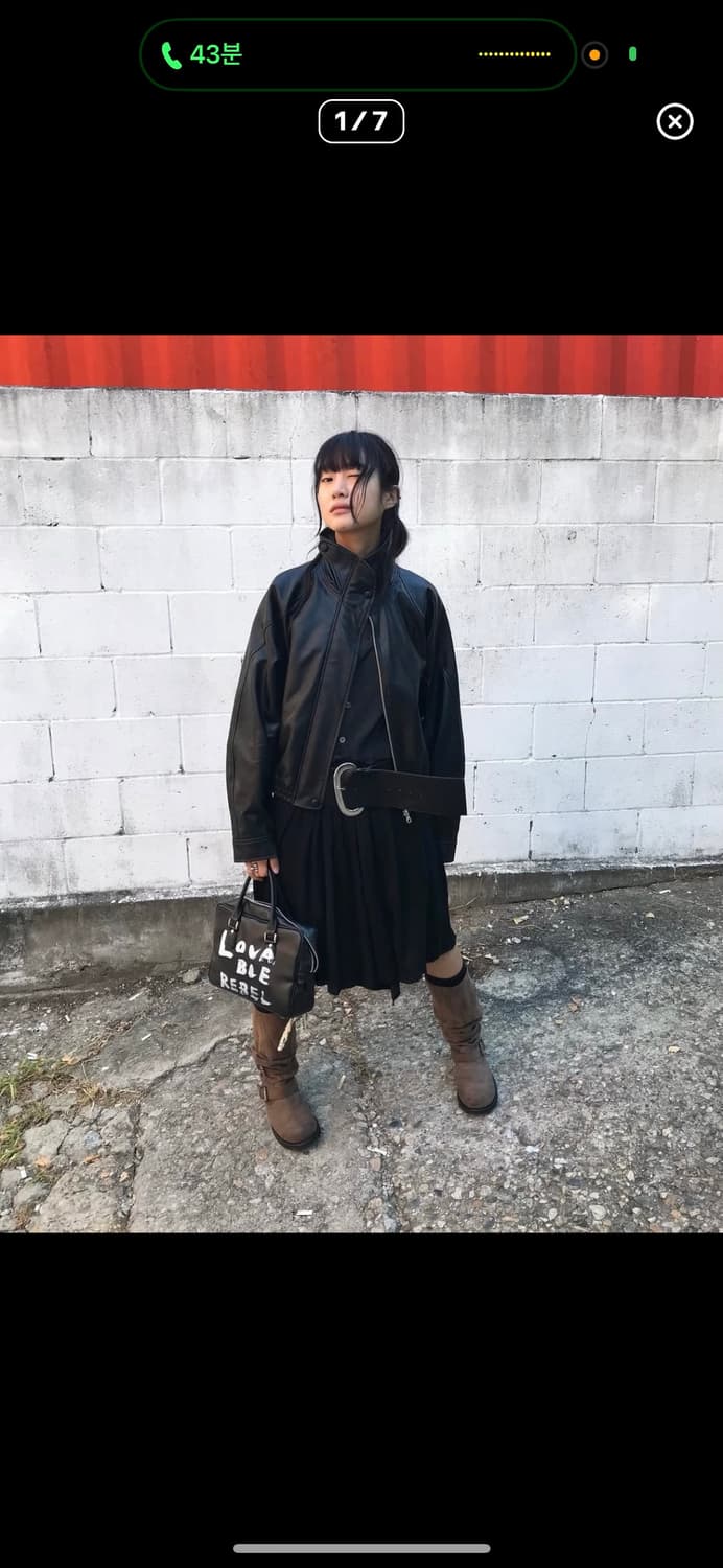 로우클래식 하이넥 레더자켓 상품이미지1