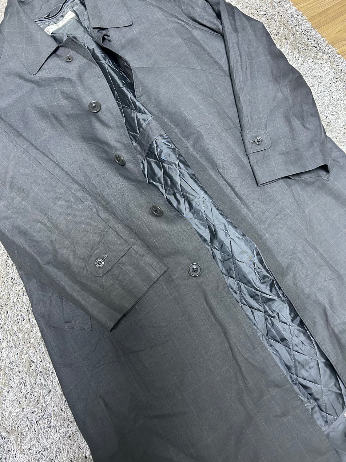 일제 GEOFEREY BEENE 체크 트랜치코트 사이즈105-110 상품이미지2