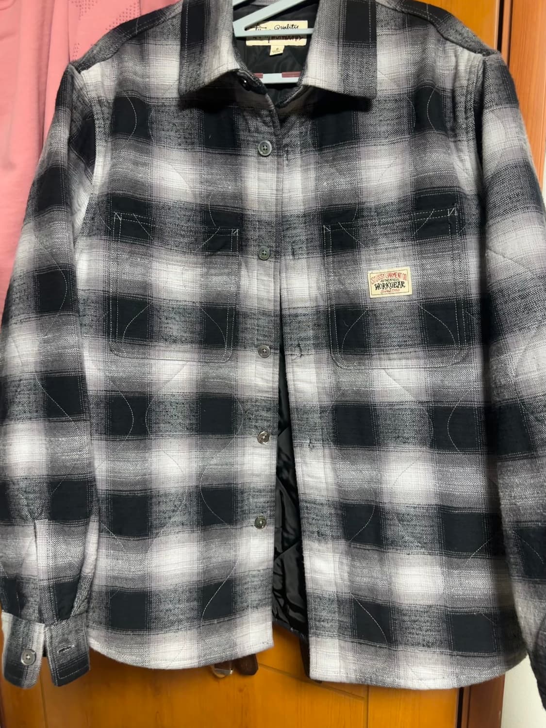 스투시 25FW 25AW 퀄티드 플레이드 셔츠 자켓 그레이 상품이미지1