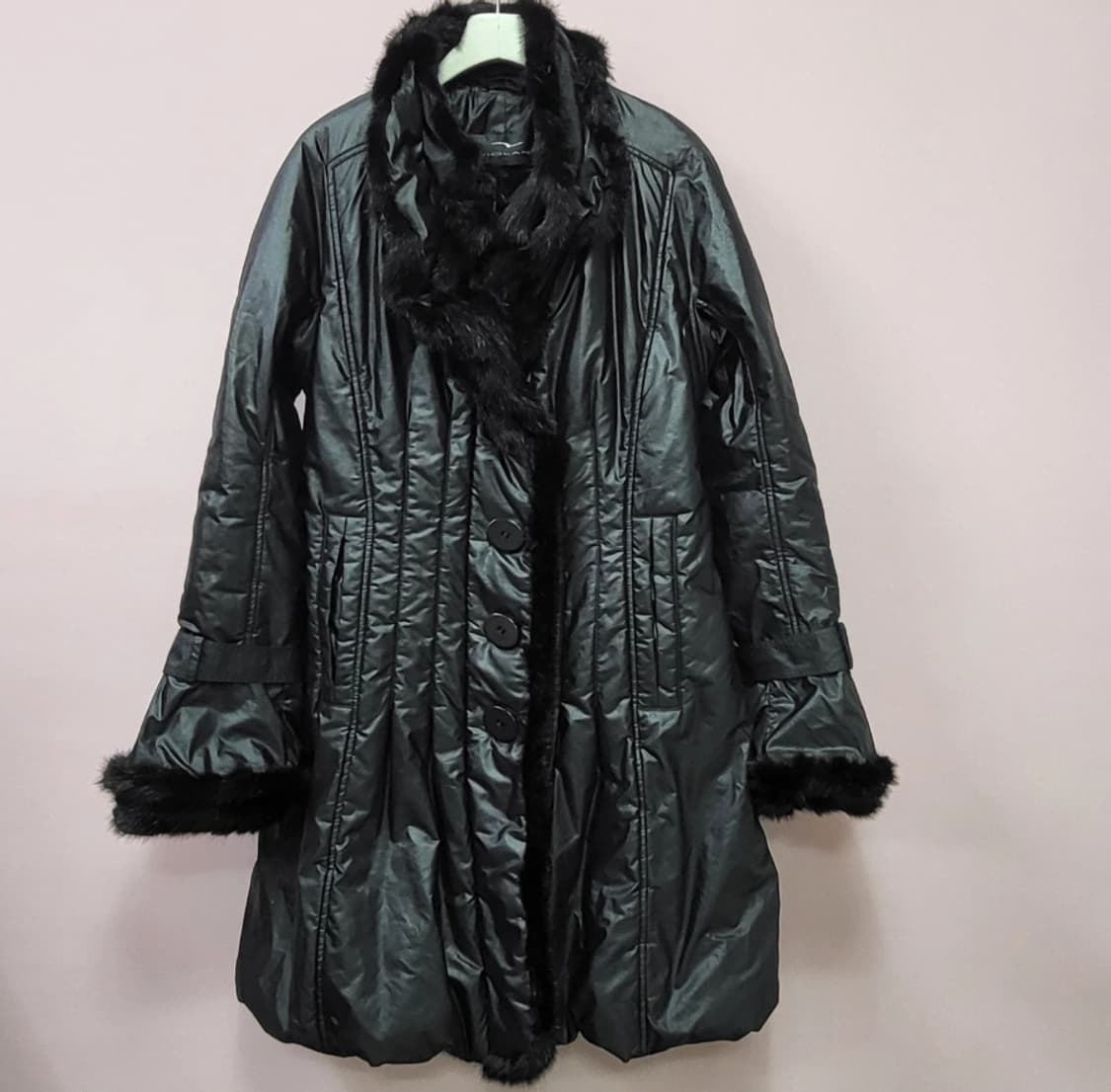 비올란티 블랙 모피 트리밍 코트 ~66 상품이미지2