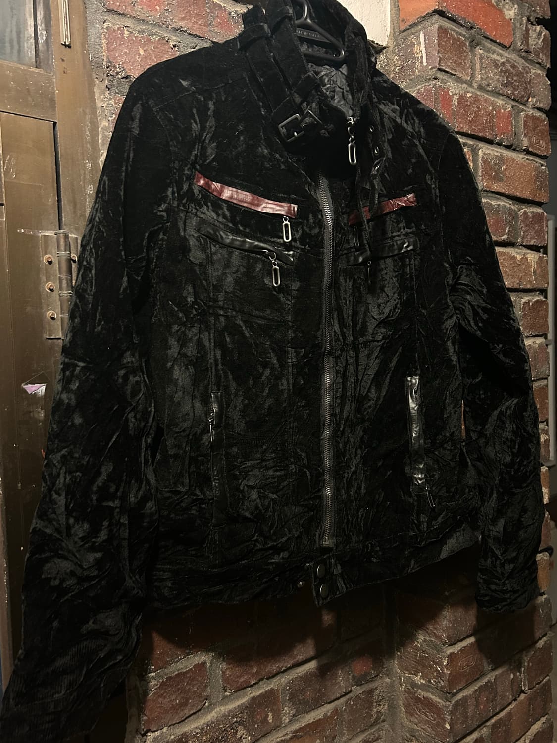 2000s JPN 락시크 벨벳 더블지퍼 버클 라이더 자켓 상품이미지3