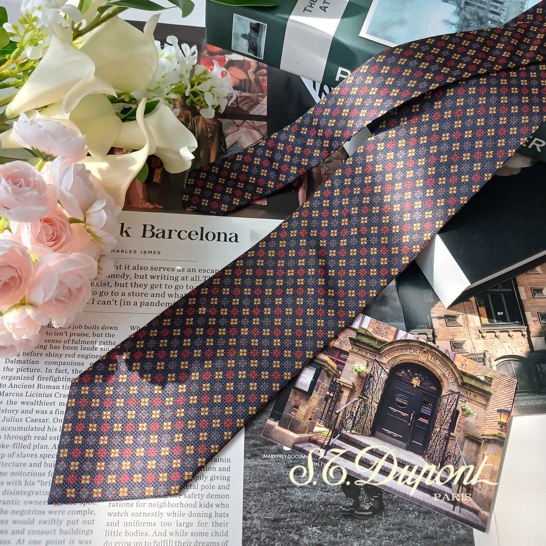 에스.티. 듀퐁 실크  플라워 패턴 넥타이 9.3cm A+등급 E758
 상품이미지2