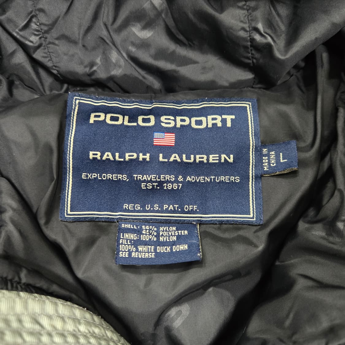 L 폴로스포츠 90s 푸퍼 후드 오리털 다운 자켓 메탈릭그레이 상품이미지3