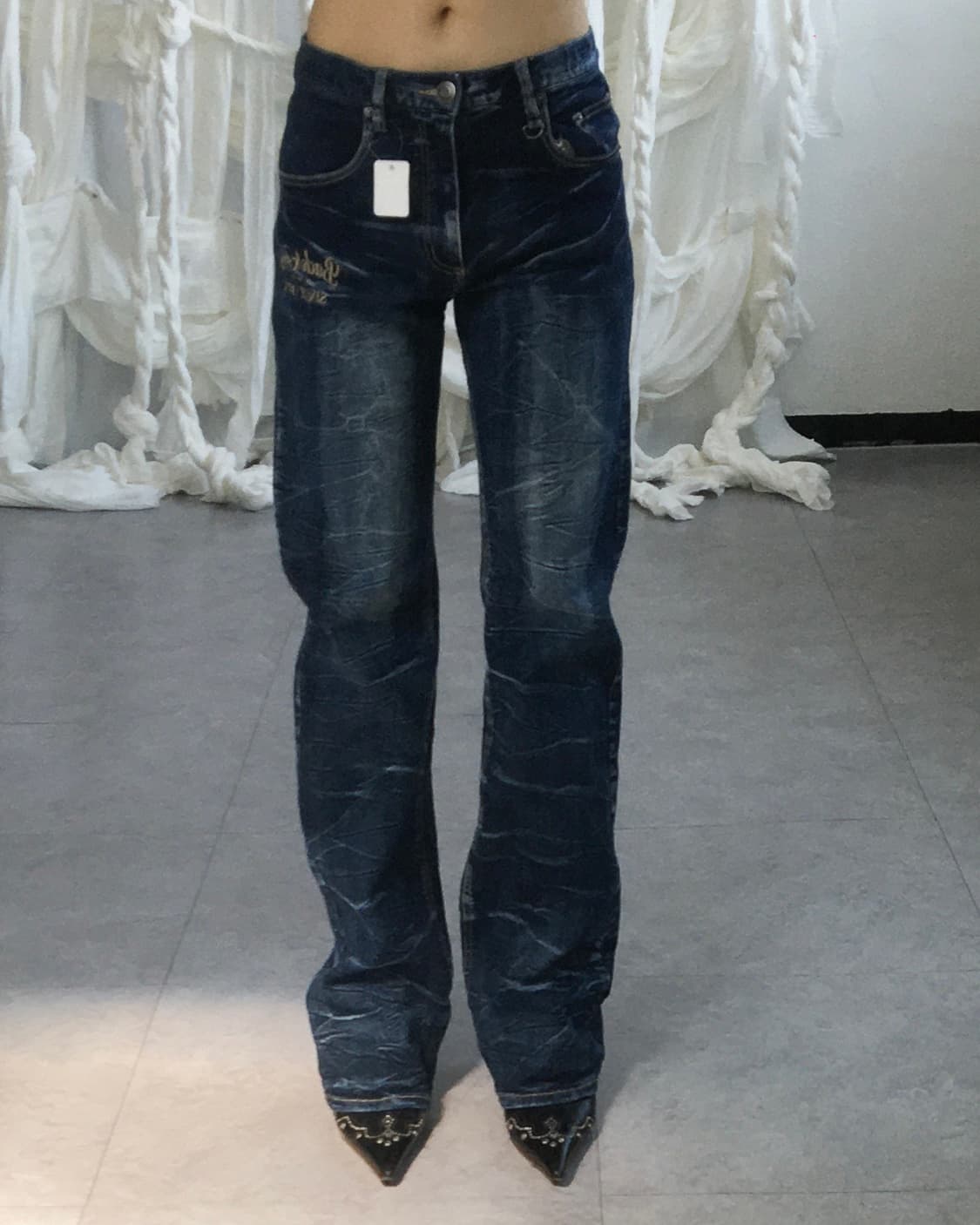 Back lettering patch point washing denim 상품이미지9