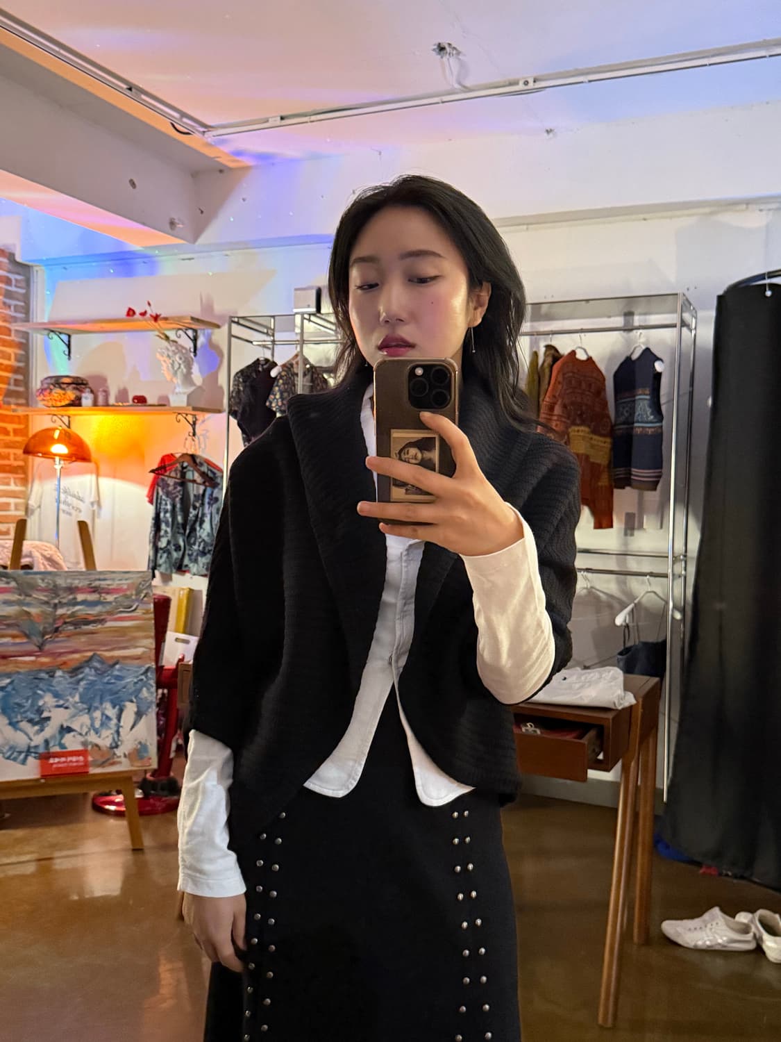 Fabiana Filippi 블랙 숄 가디건 S 상품이미지1