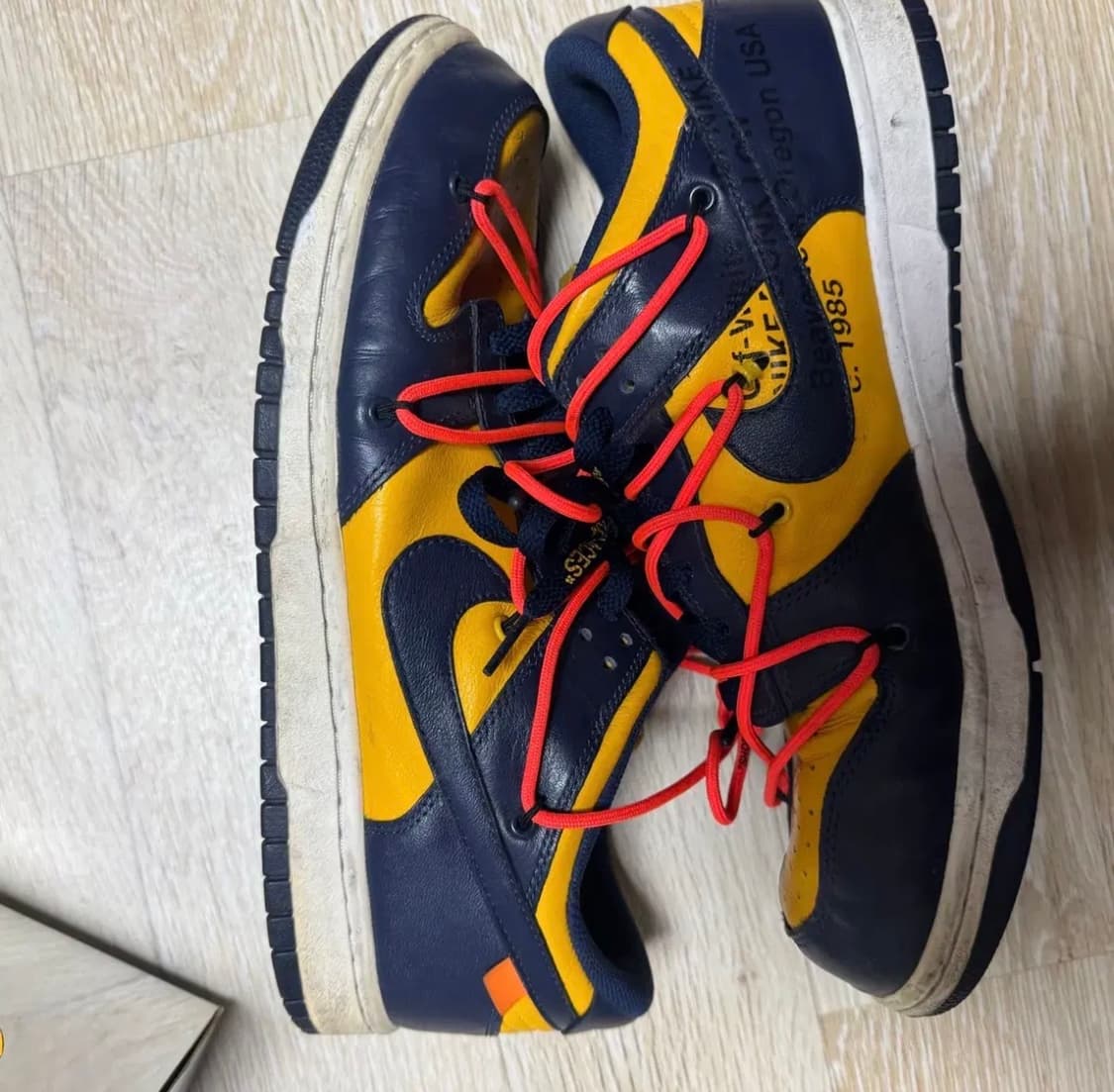 295) 나이키 x 오프화이트 덩크 로우 유니버시티 골드 미드나잇 네이비 상품이미지5