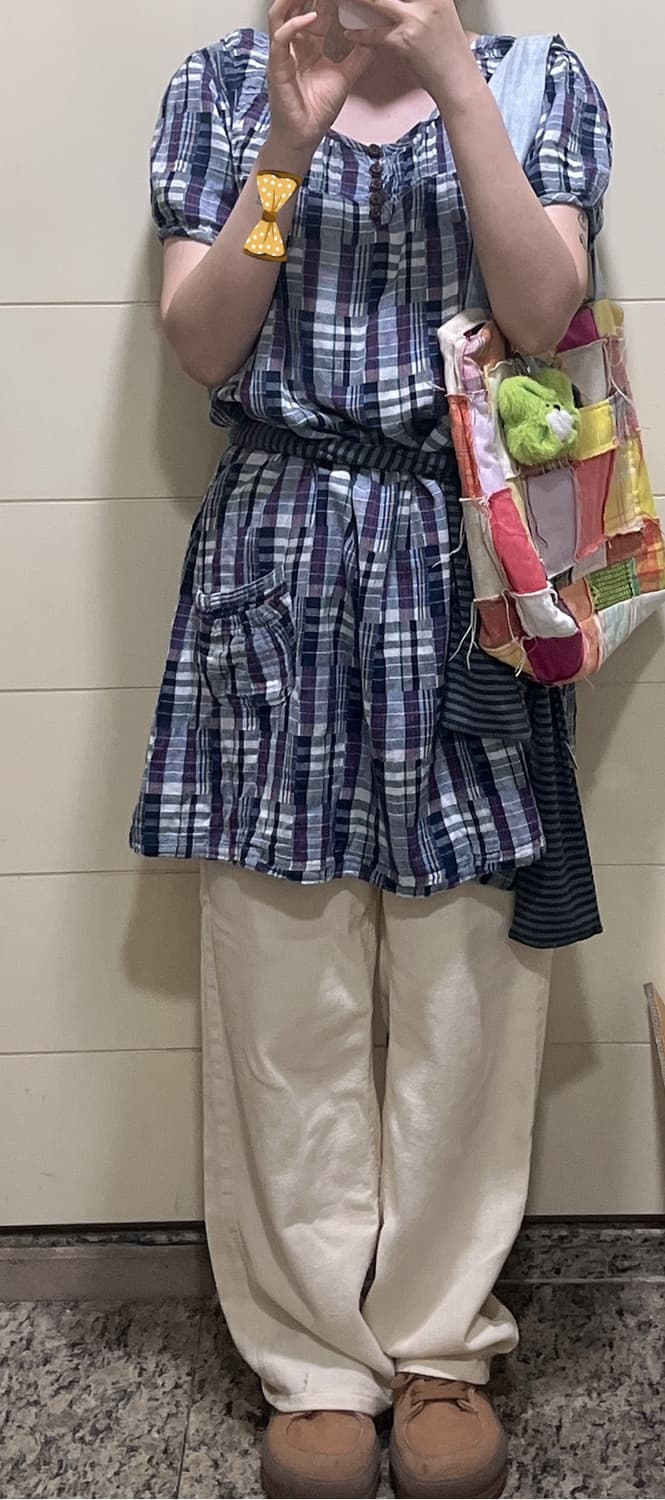 체크 패치워크원피스 상품이미지4