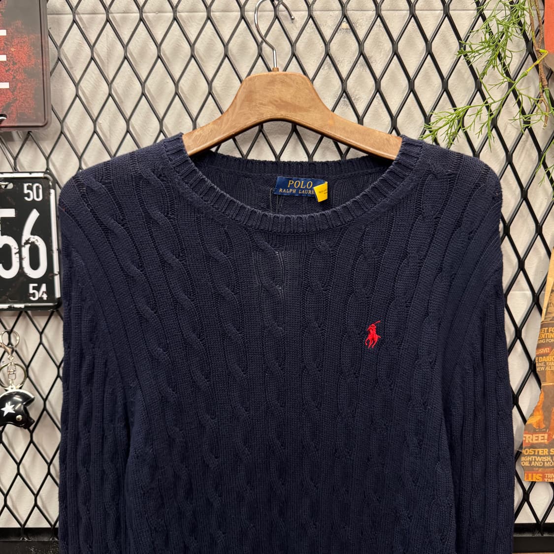 폴로 랄프로렌 케이블 니트 레드 포니 로고 포인트 네이비 상품이미지3