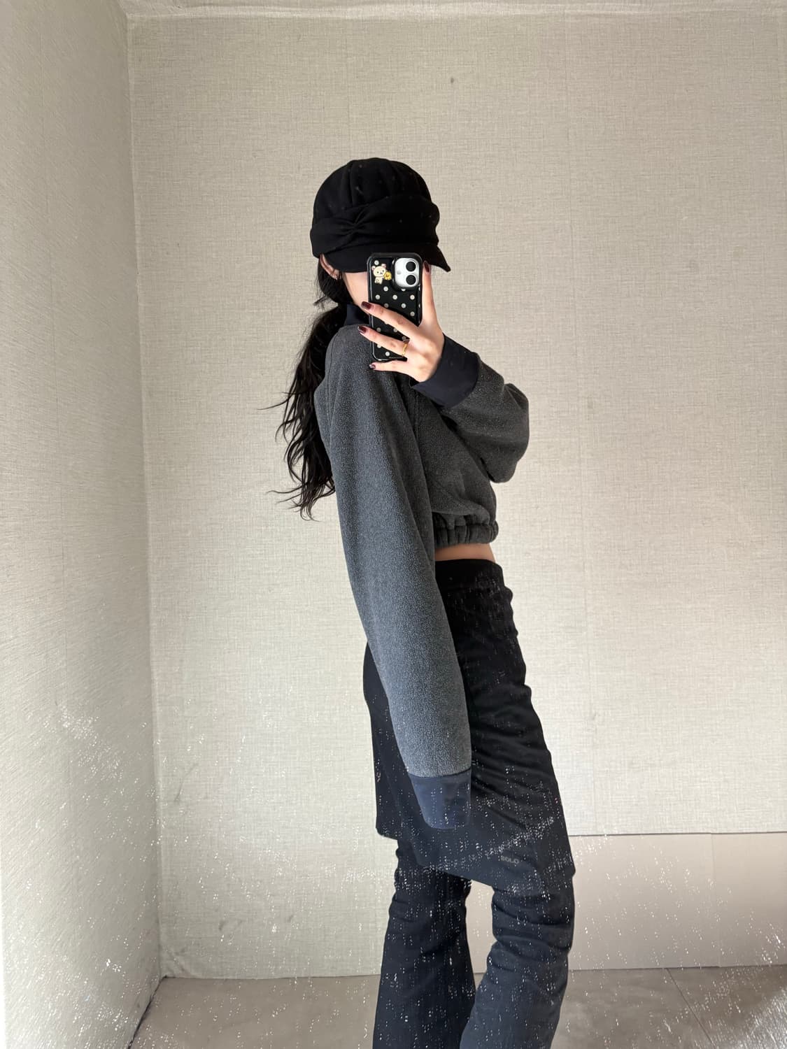 노페 그레이 후리스 반집업 상품이미지4