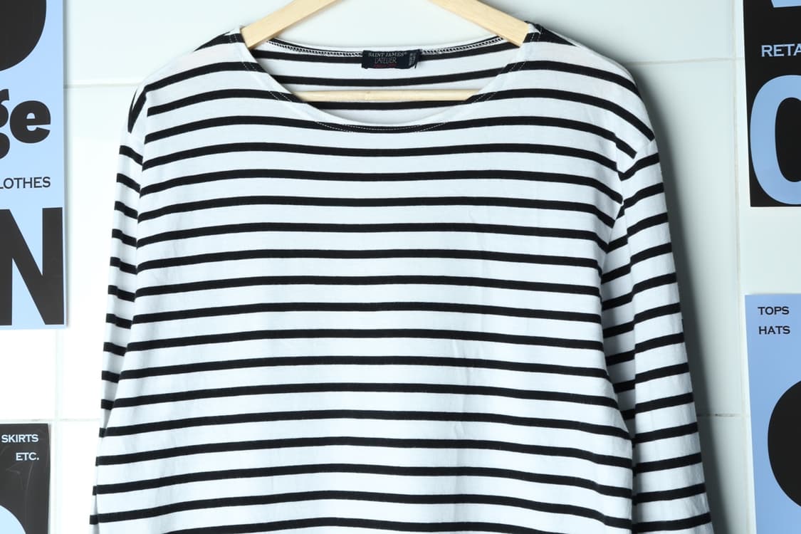(L-XL) 세인트제임스 긴팔티셔츠 단가라 흰검 Y2K 유행-H31104 상품이미지3