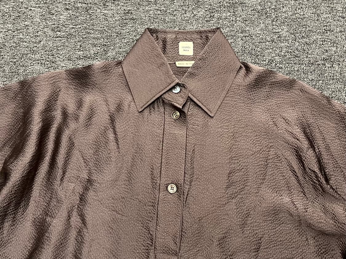 [55] 에르메스 브라운 실크 셔츠 34 상품이미지2
