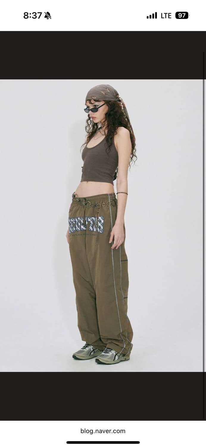 스컬프터 체크 바시티 트랙팬츠 카키 XL 팝니다 상품이미지2