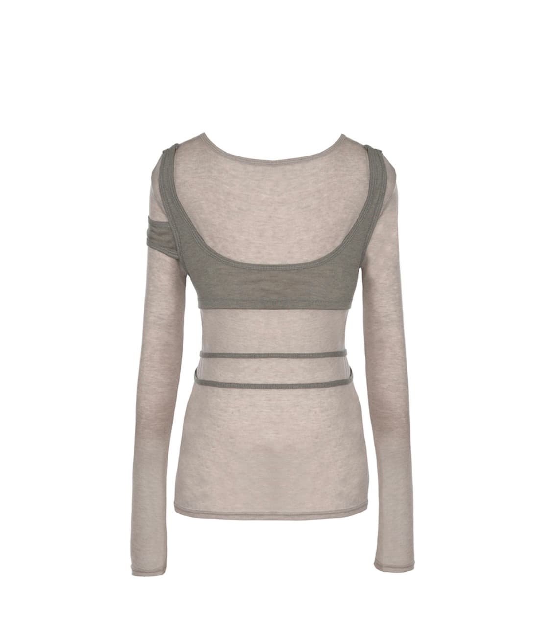 OVERLAY WRAP LONG SLEEVE TOP BEIGE 상품이미지5