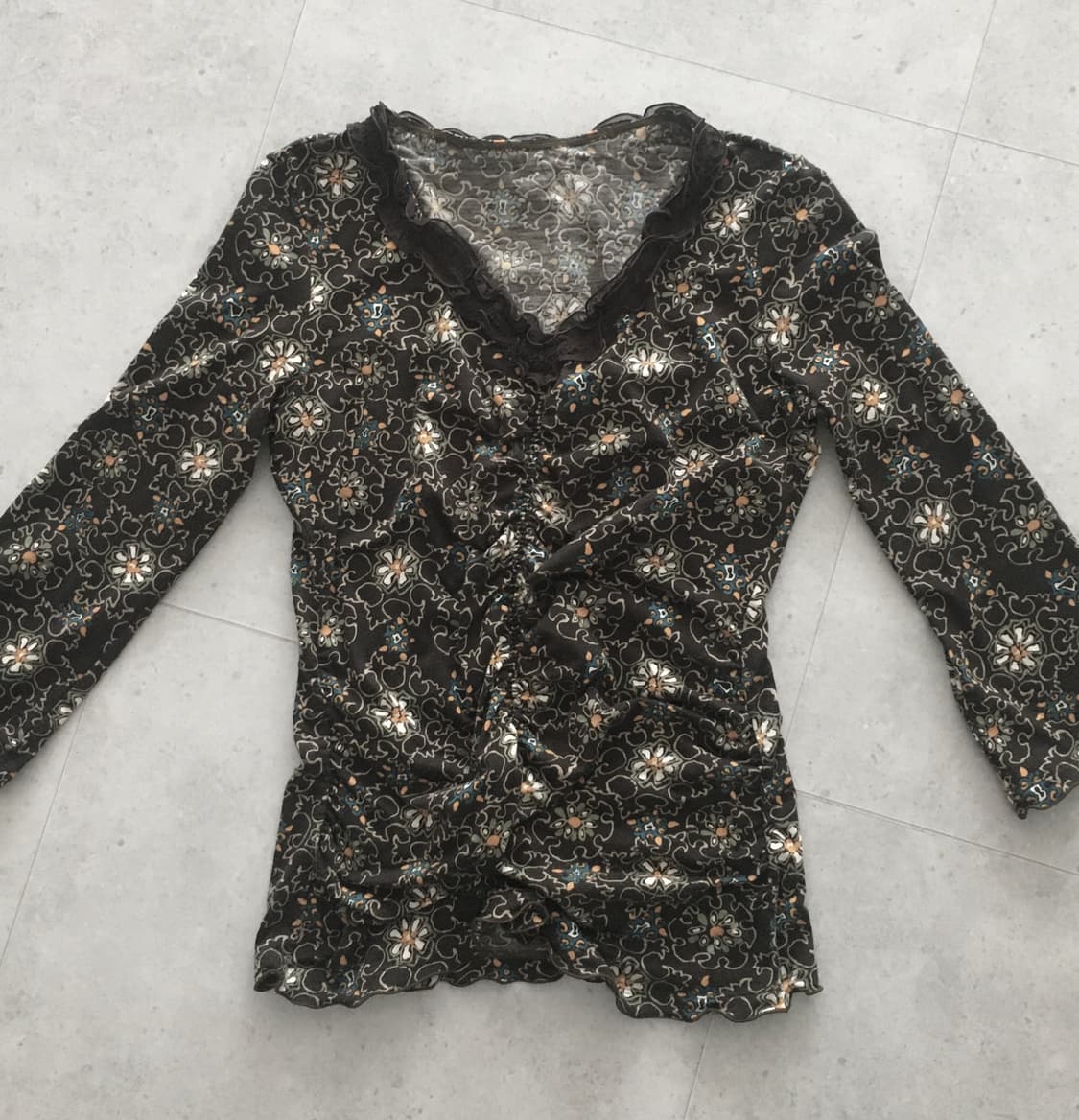 Vintage Flower Shirring sleeve 상품이미지1