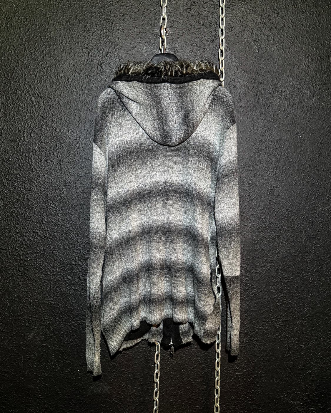 Print Knit Zip Fur Hoodie 상품이미지5