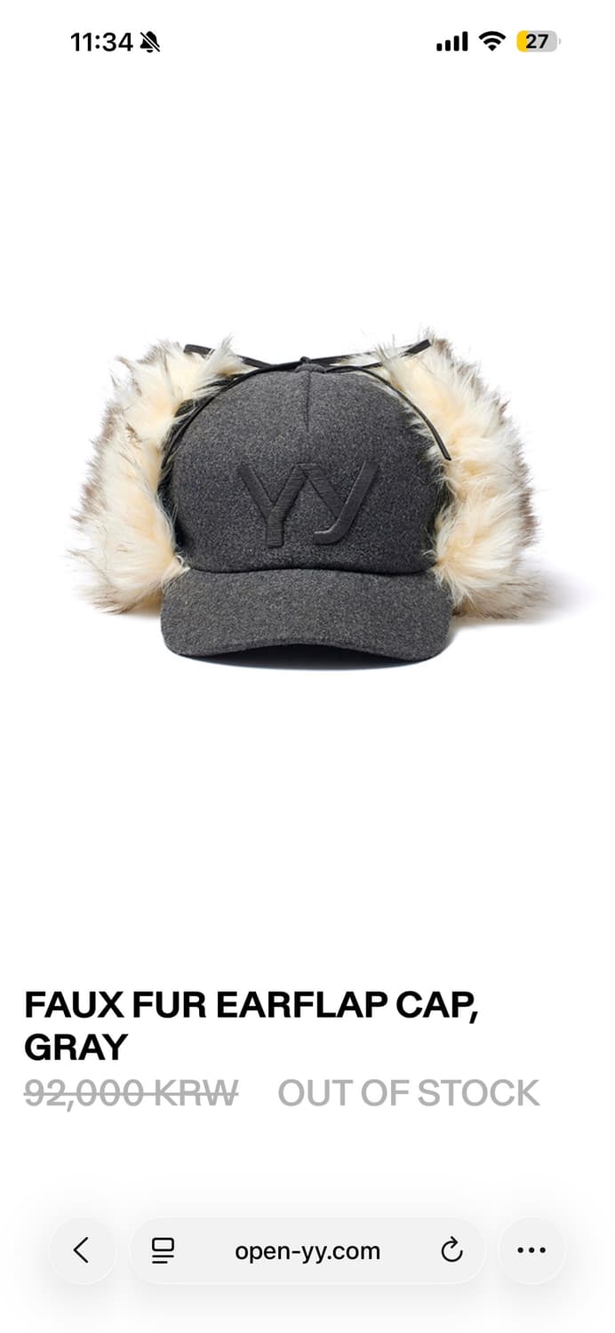 Open yy FAUX FUR EARFLAP CAP GRAY 상품이미지1