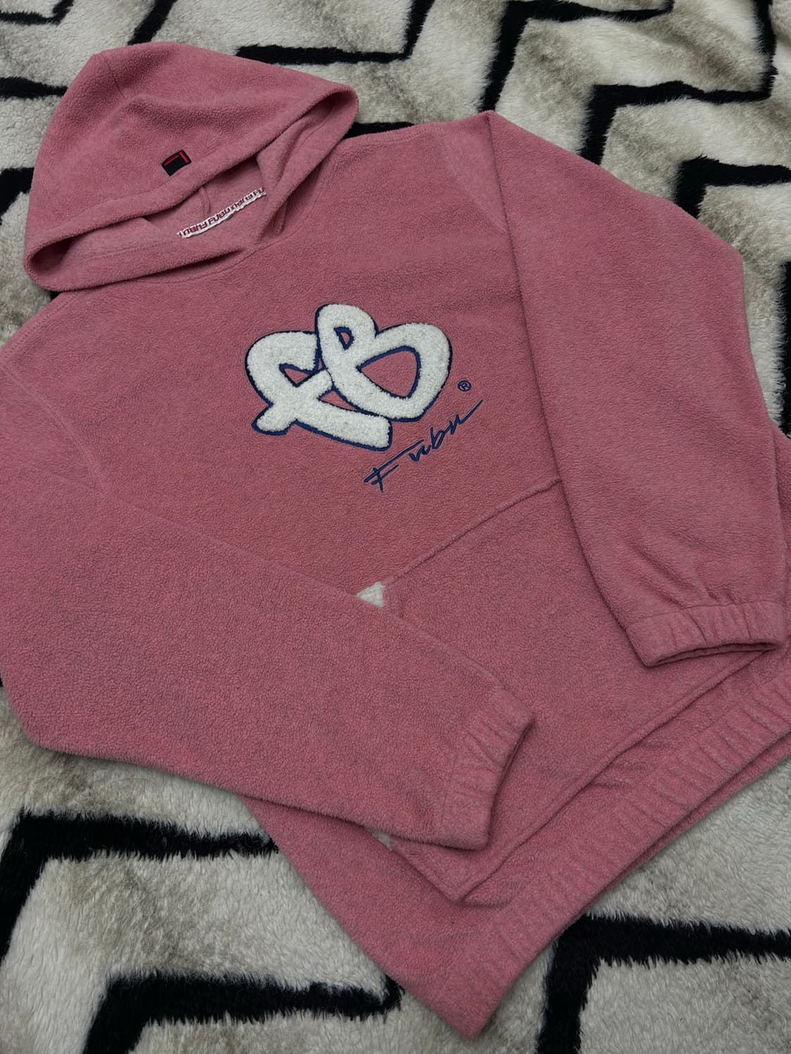 [M]FUBU 오버핏 올드스쿨 빅로고 후드 후리스/핑크 상품이미지2