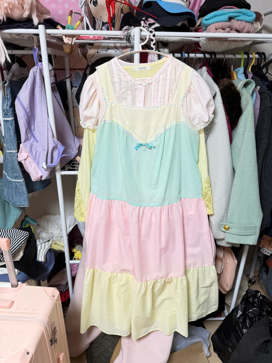 무지개떡 레이스 원피스 빈티지 모리걸 러블리 하구미 상품이미지1