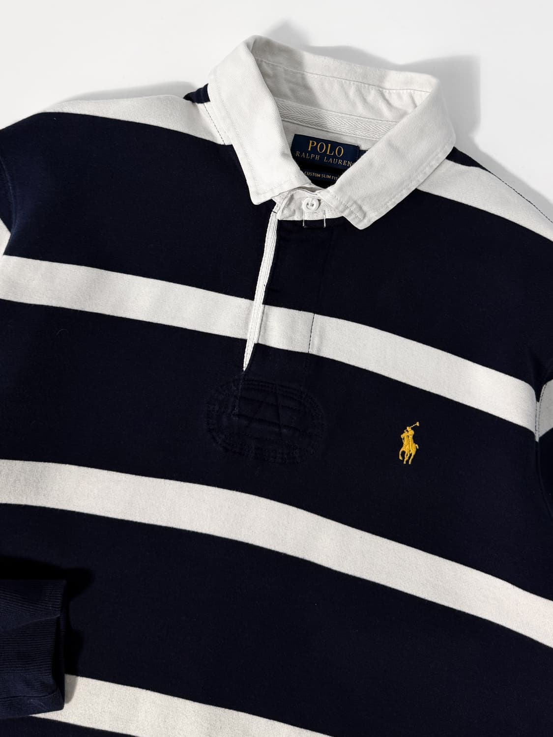 폴로 랄프로렌 루즈핏 신형 QR라벨 네이비 스트라이프 럭비 스웻 셔츠 상품이미지2