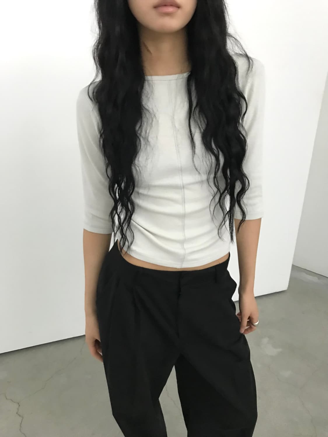 앙고라 투웨이 7부 티셔츠 (연그레이) 상품이미지1