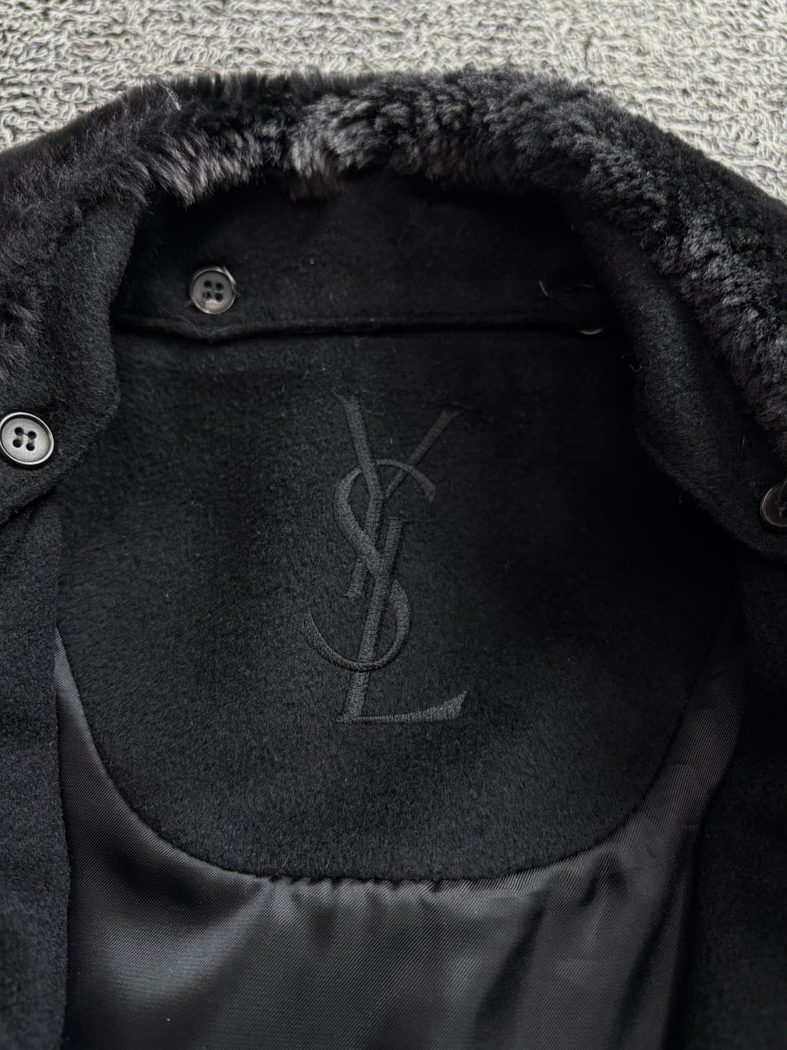 90s 입생로랑 아카이브 자수로고 캐시미어 발마칸 하프 코트 2587 상품이미지3