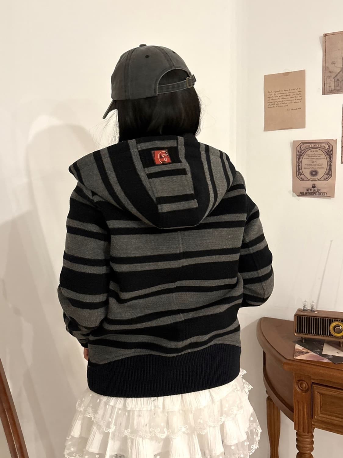 와투케 줄무늬 털 자켓  상품이미지1