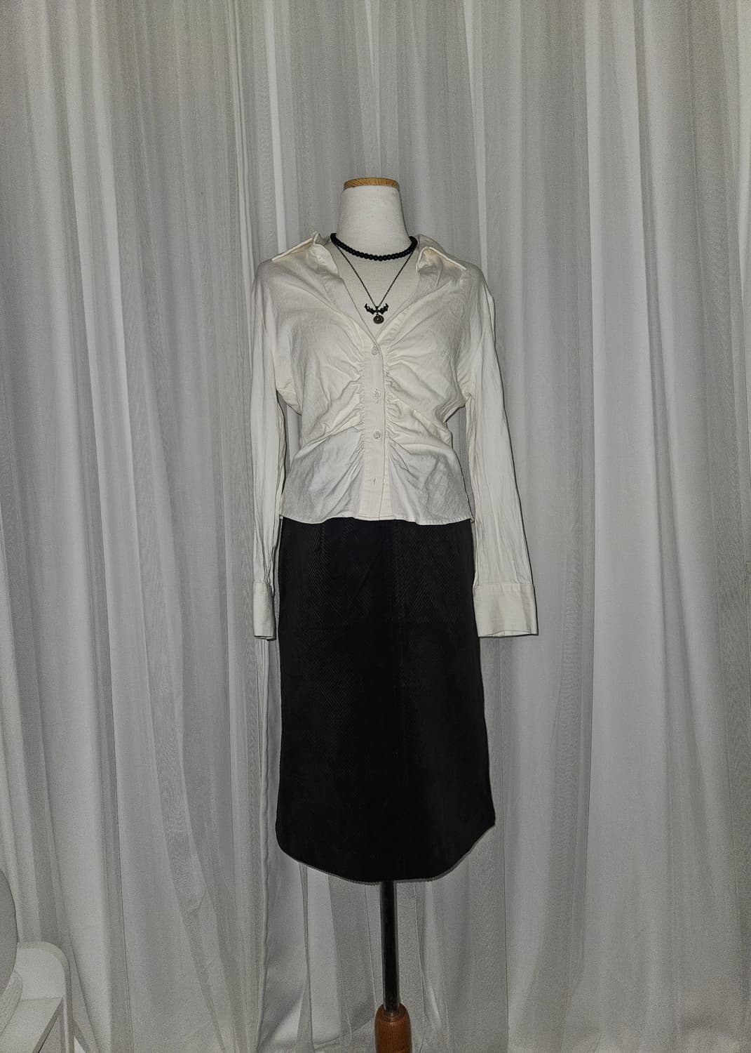 ozoc 딥다크 브라운 코듀로이 스커트 니혼진 공겜여주 히메갸루 상품이미지2