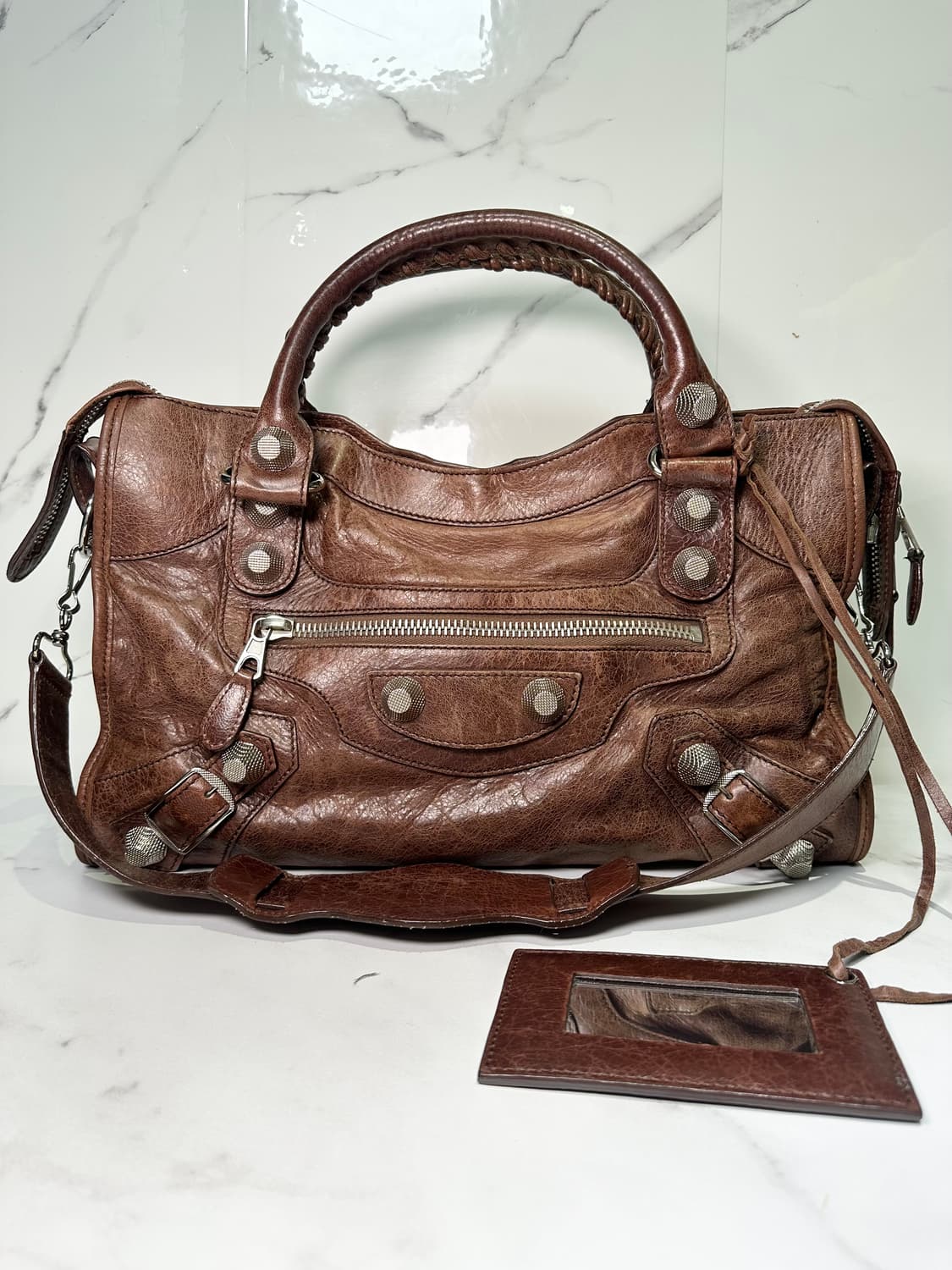 [A급 정품] 발렌시아가 자이언트 시티 모터백 미디움 브라운 상품이미지2