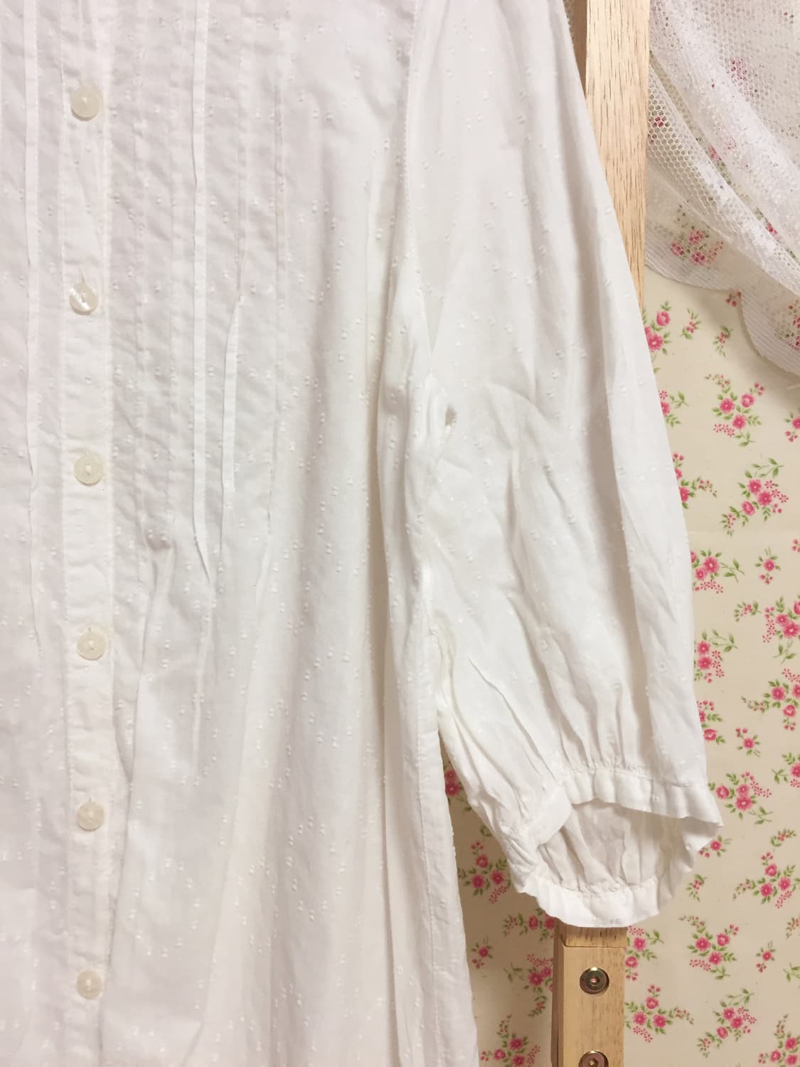 빈티지 모리걸 화이트 도트 둥카 블라우스 상품이미지3