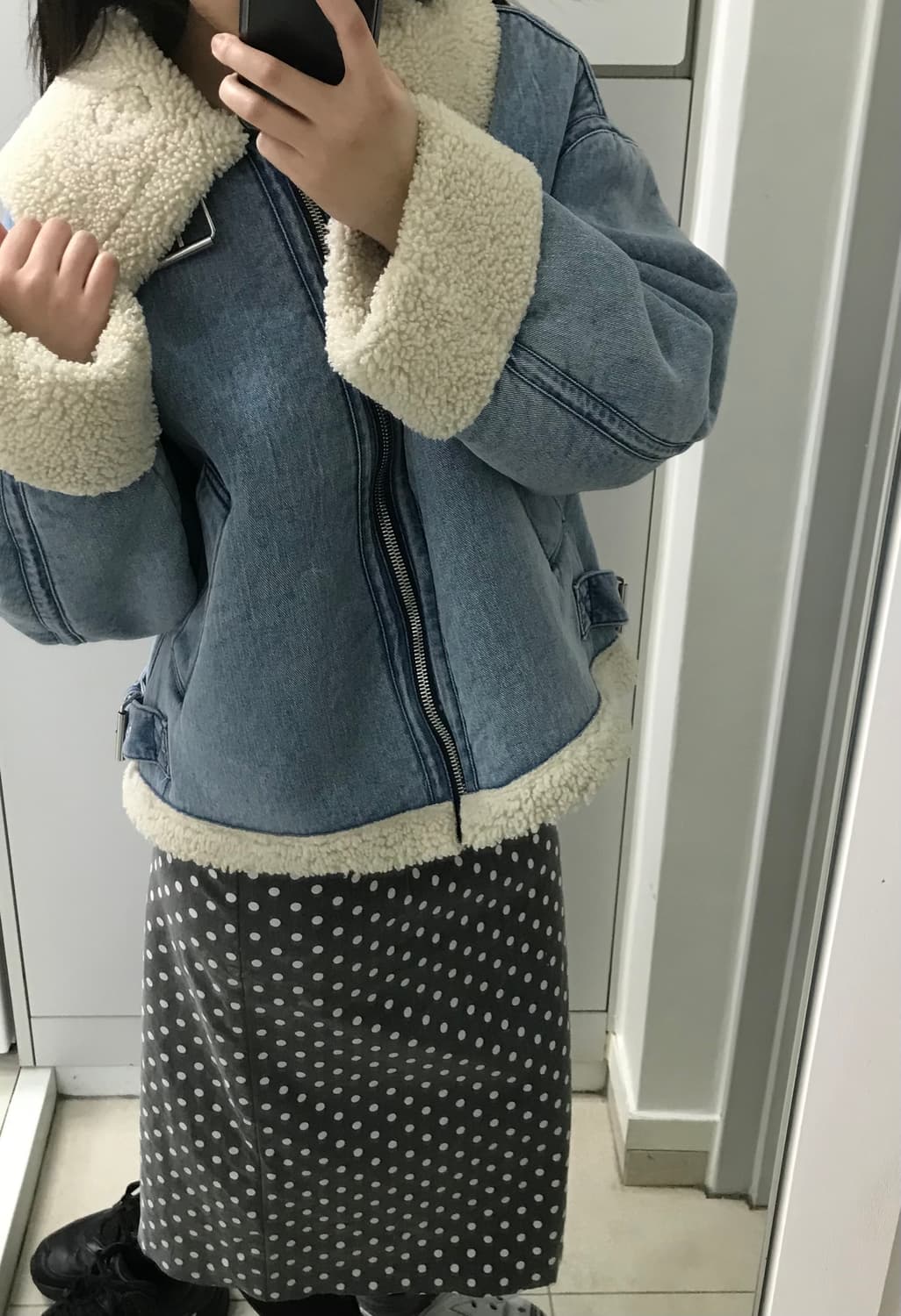 ZARA 자라 데님 청 무스탕 상품이미지3