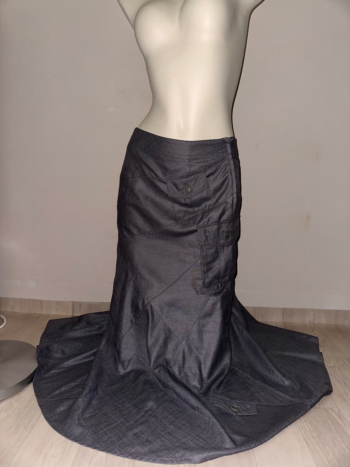 빈티지 포켓 롱 맥시 차콜 스커트 상품이미지9