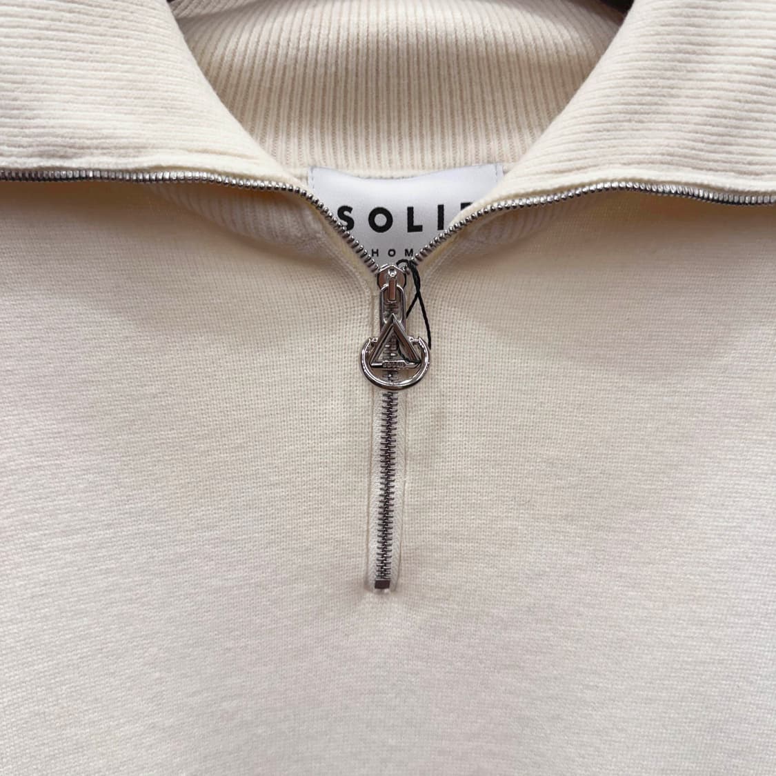 솔리드옴므 하프집업 카라 니트 긴팔 스웻 셔츠 오버핏 아이보리 상품이미지6