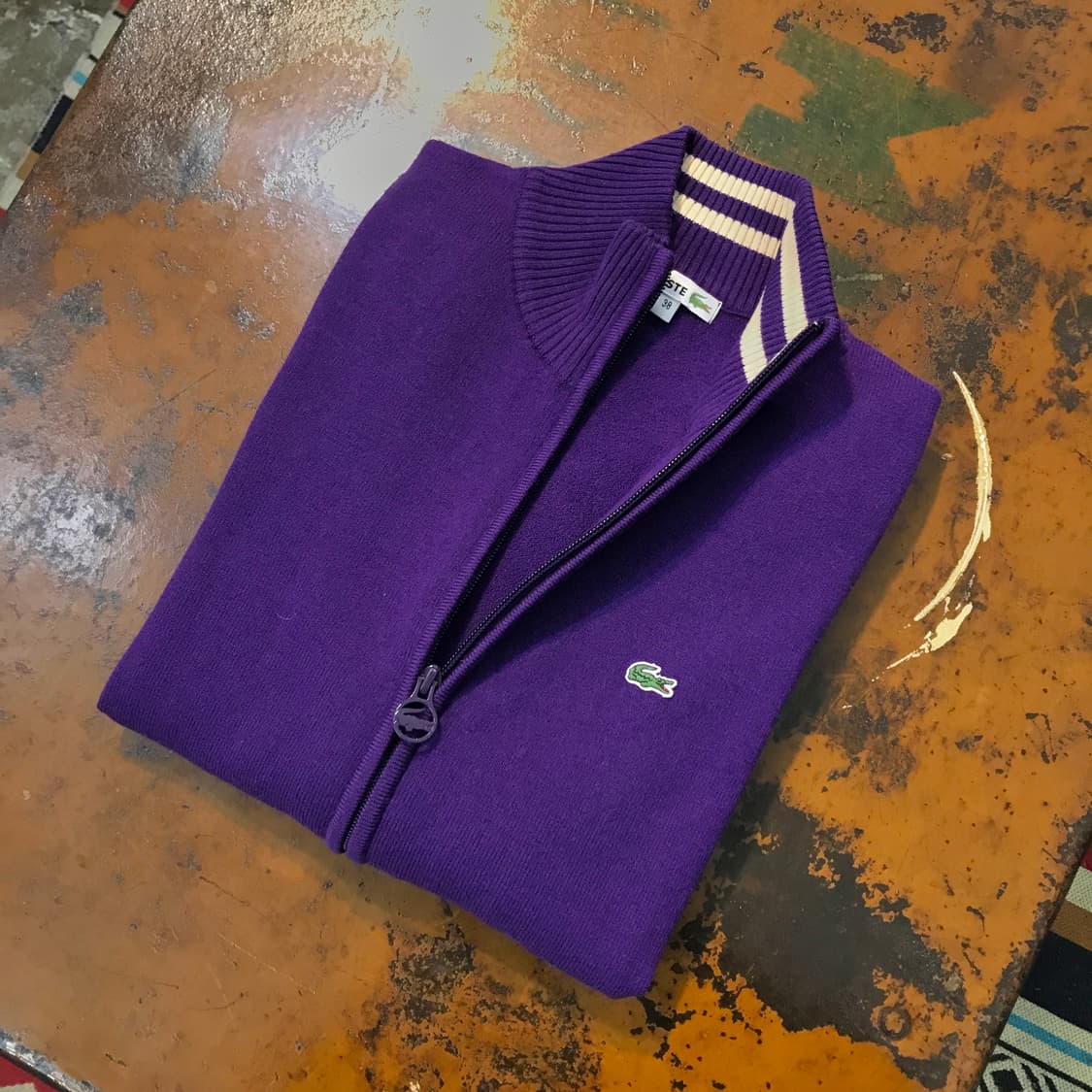라코스테 퍼플 니트 집업 여성 55 사이즈 상품이미지1