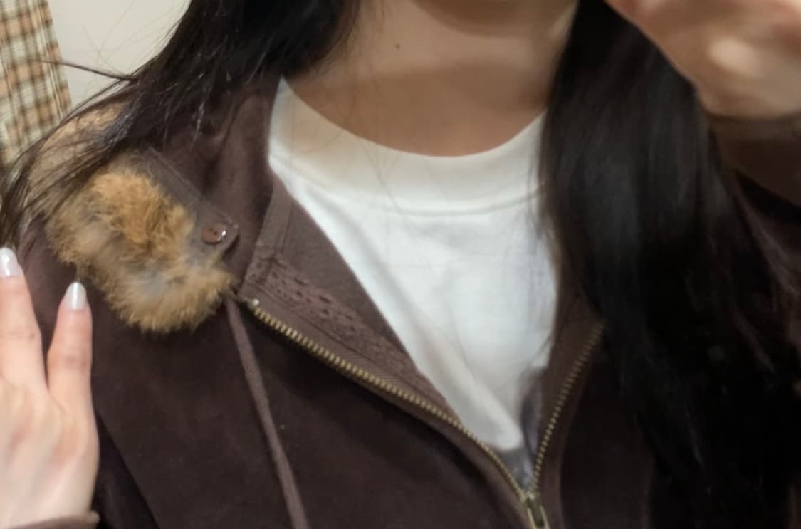 브라운 퍼후드집업 상품이미지3