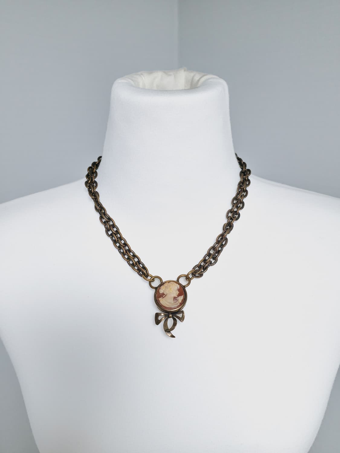 빈티지 Extasia 엑스타시아 쉘 카메오 리본 목걸이 상품이미지2