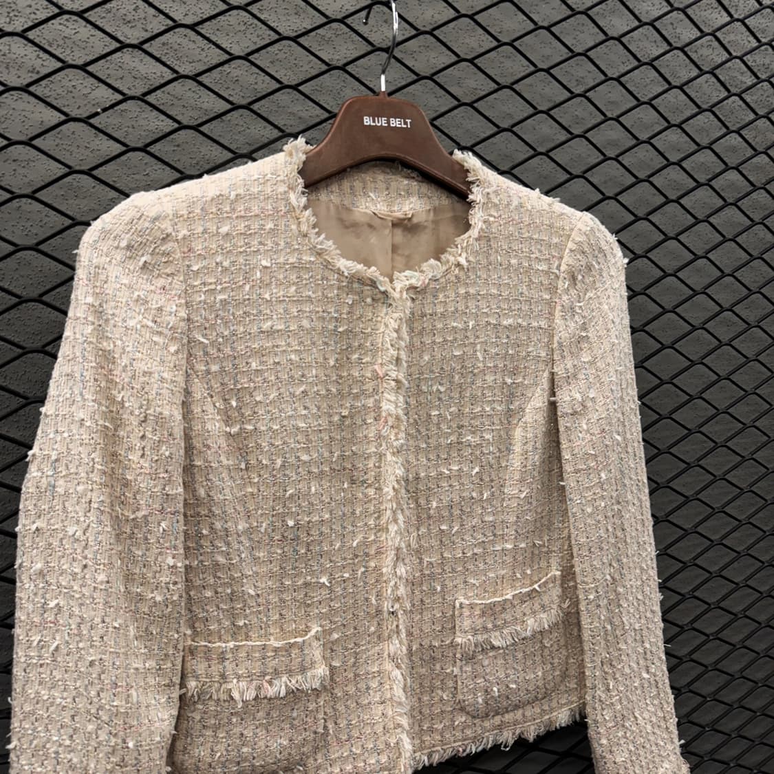 JPN VINTAGE 클래식 트위드자켓 믹스블렌드 프린지마감 디테일 핑크 상품이미지4