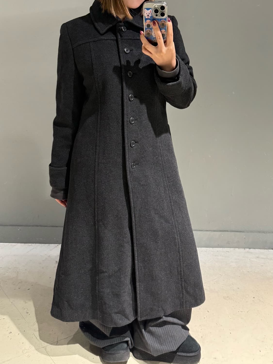 button point collar detail long coat 상품이미지1