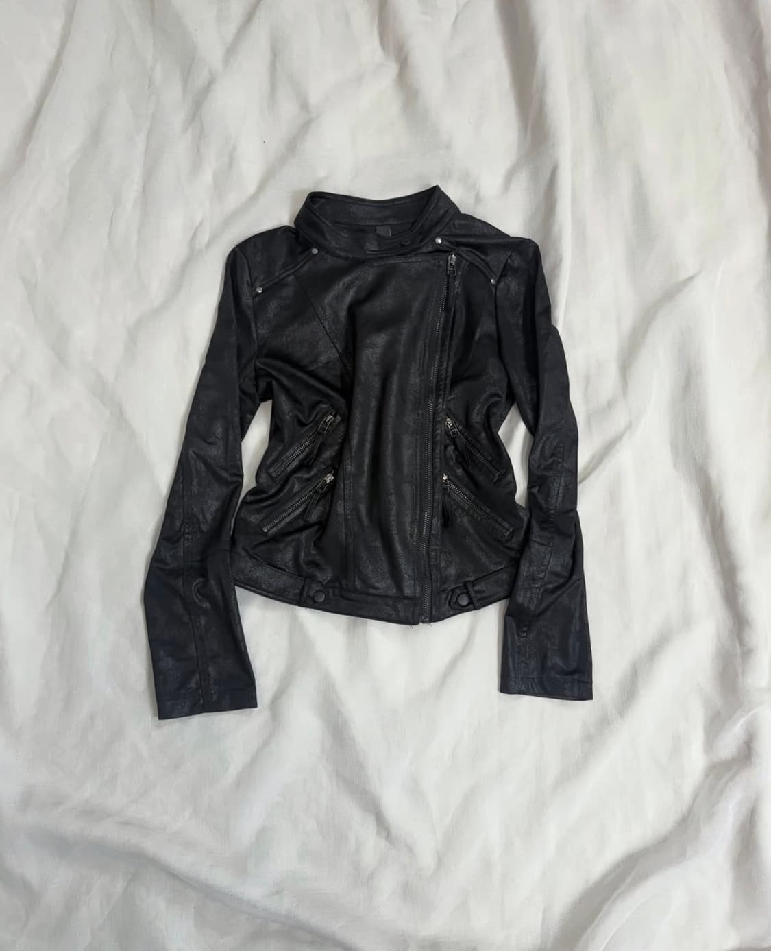Semi crop Leather jacket 상품이미지4