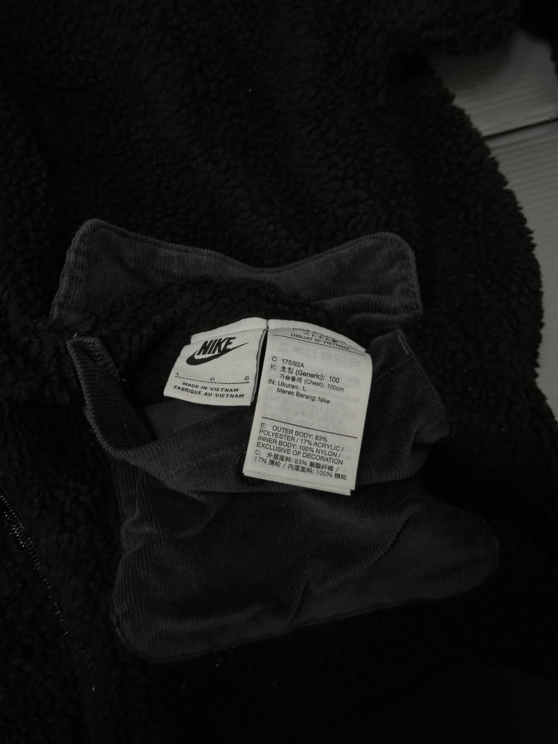 나이키 리버시블 쉐르파 후리스 양털 자켓 블랙 L 상품이미지7