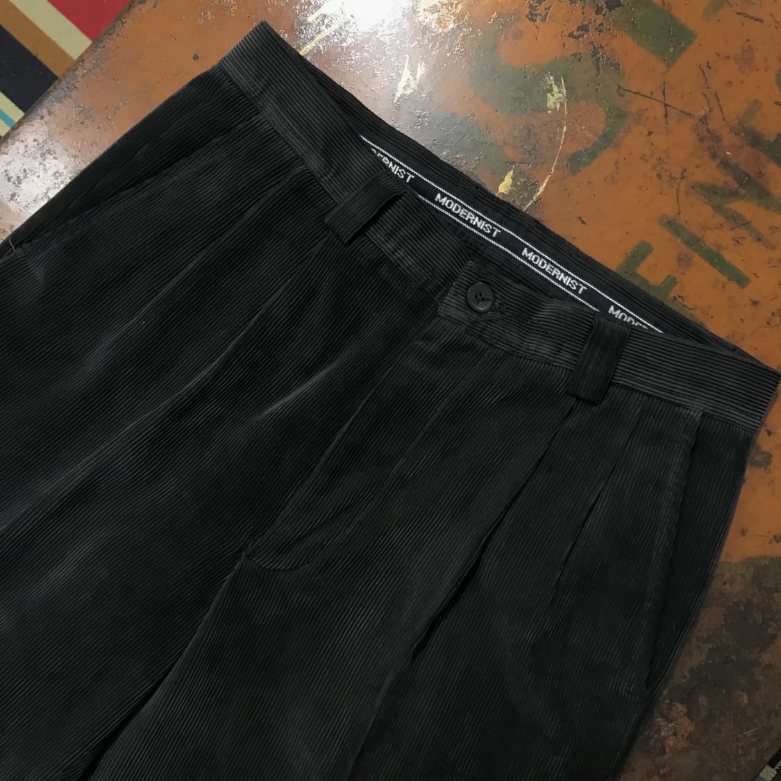 빈티지 블랙 핀턱 코듀로이 팬츠 허리 30 31  상품이미지4