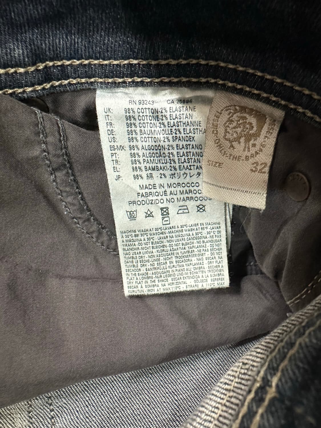 디젤 DIESEL VIKER 0885K 워시드 스트레이트 데님 팬츠 32 상품이미지8