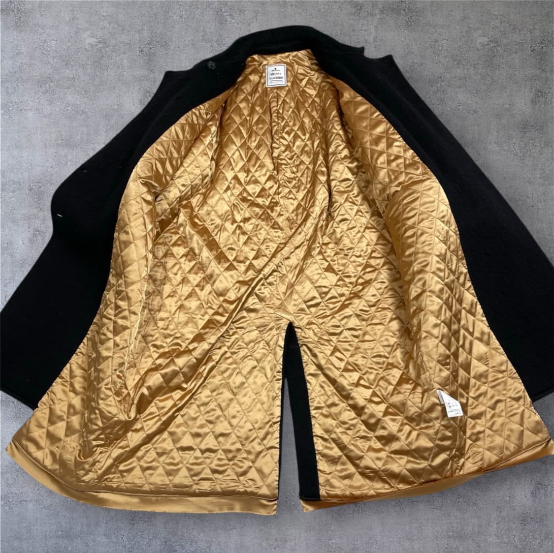 미하라 야스히로  블랙 더블 브레스티드 울 롱 코트 M 상품이미지3