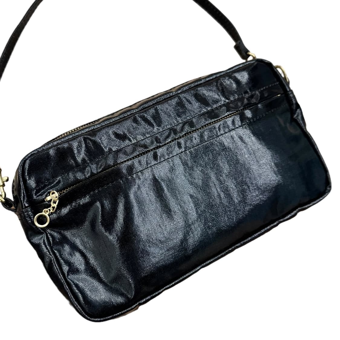 포터 글로시 체크 파우치백 그린/네이비 상품이미지6