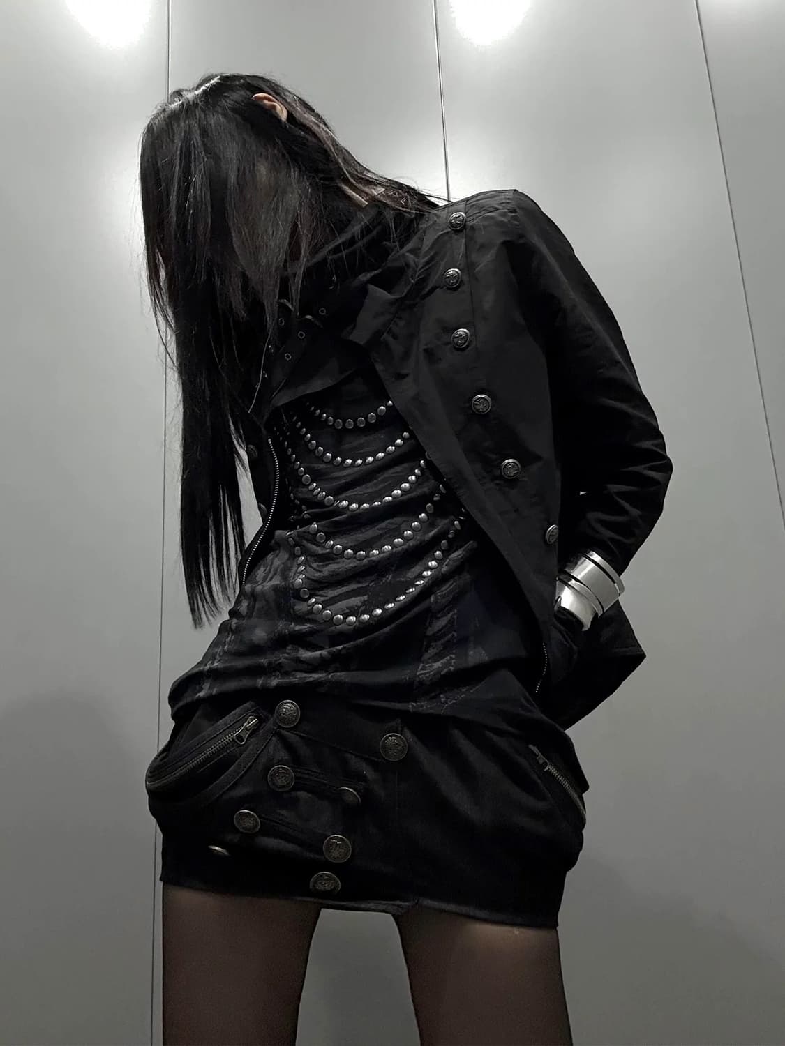 고딕 밀리터리 버튼 슬림 자켓 상품이미지4