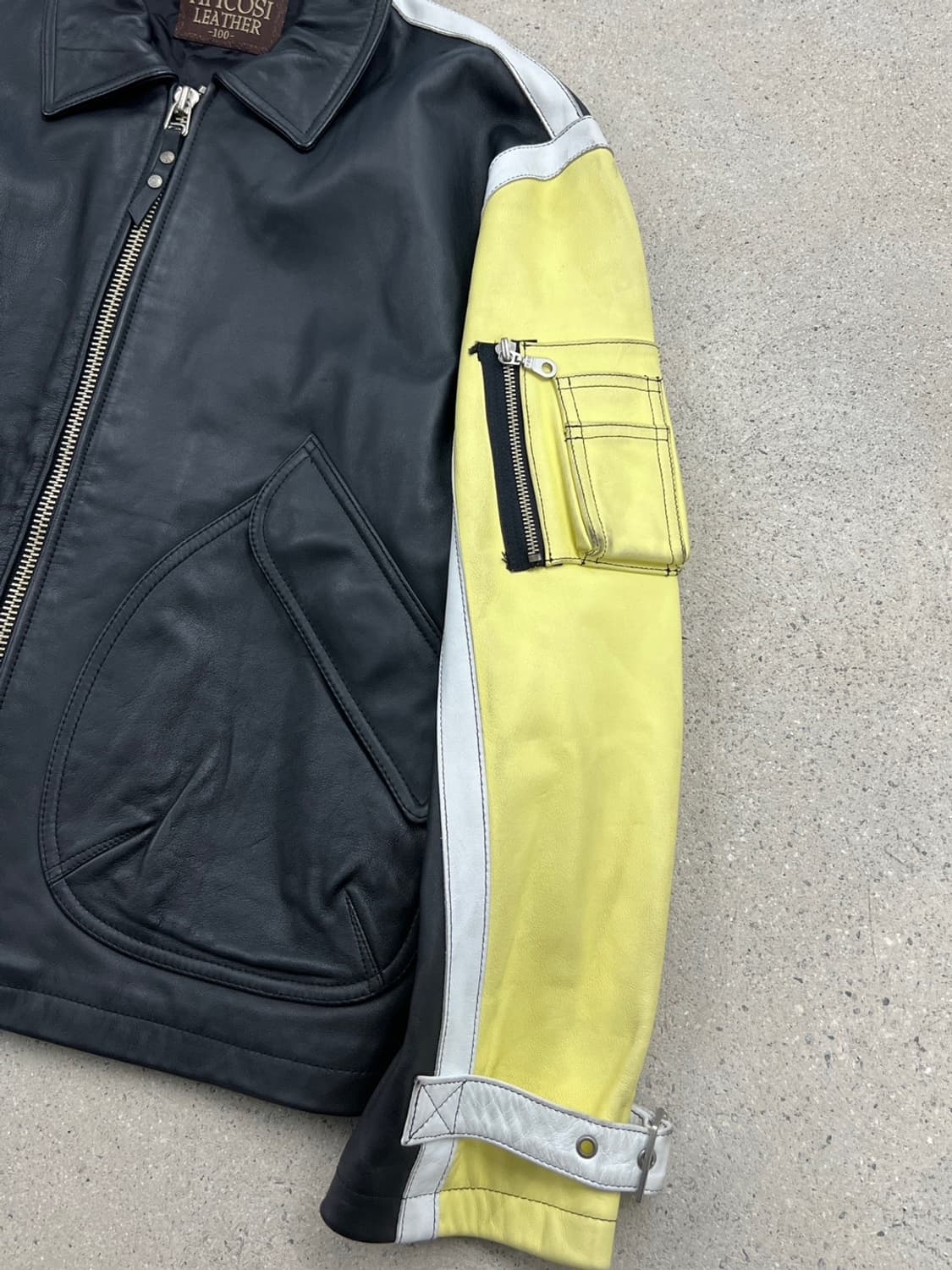 티피코시 빅로고 배색 카우 레더 자켓 상품이미지6